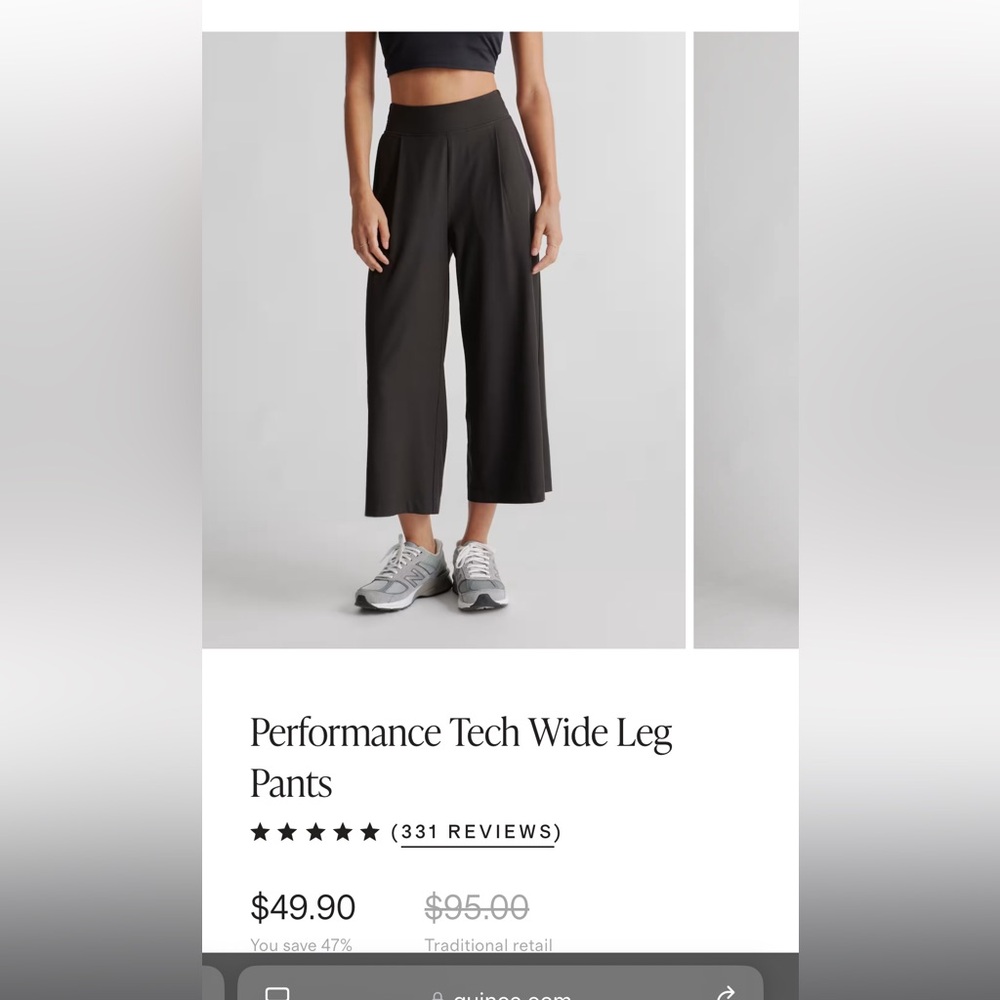 Black Wide Leg Performance Pants - Picture 1 of 5